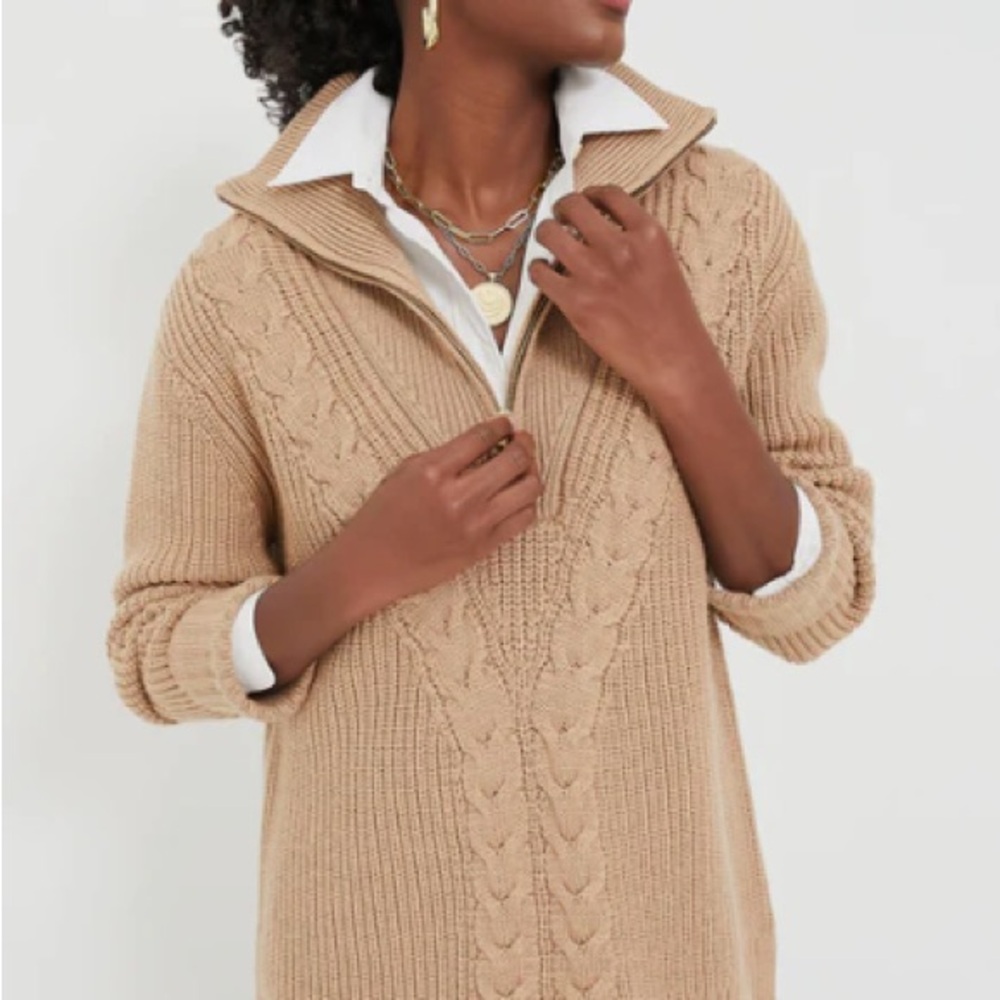 Tuckernuck Camel Quarter Zip Estella Sweater